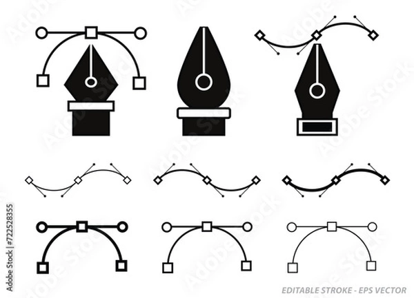 Obraz Anchor Pen Tools cursor concept isolated. Editable Stroke. 3D Illustrator