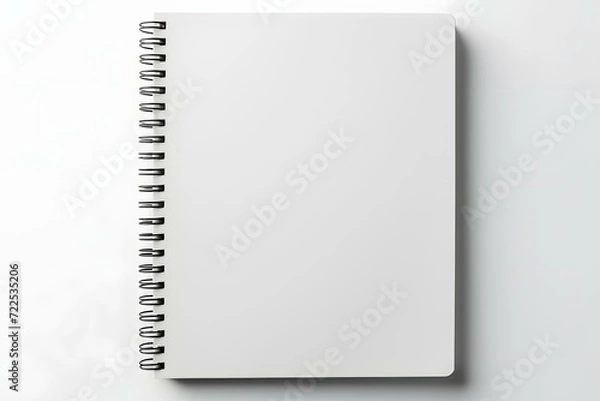 Fototapeta Spiral blank open notebook mockup isolated on white background. Template for design, top view