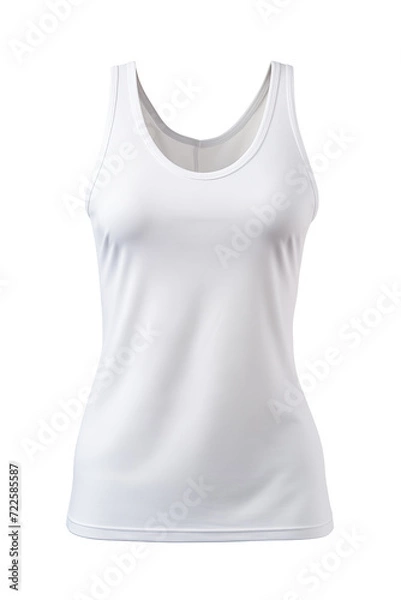 Fototapeta A high-resolution image showcasing an elegant, form-fitting white tank top. The garment is displayed in a 3D render, highlighting its sleek design and comfortable fit, perfect for fashion catalogs or 