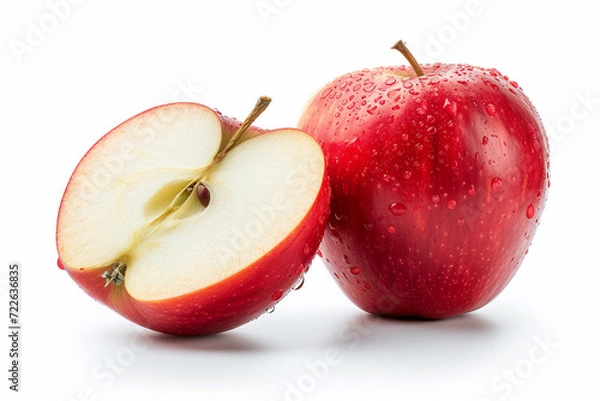 Fototapeta Sliced apple on the white background, Generative Ai