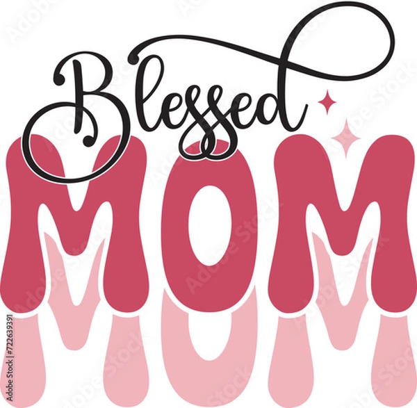 Fototapeta Retro Funny Mother's Day Colorful Sublimation Typographic Print Template. Happy  Groovy Mom Mama  Graphics and Quotes for Print on Demand Industry.