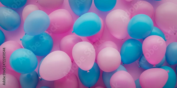 Obraz Background of bright mood balloons in pink and blue.3d rendering
