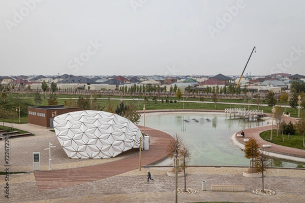 Obraz Turkestan, Kazakhstan - October 29 2023: Jibek Joly city park