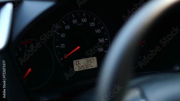 Fototapeta Iddle automatic car acceleration dashboard