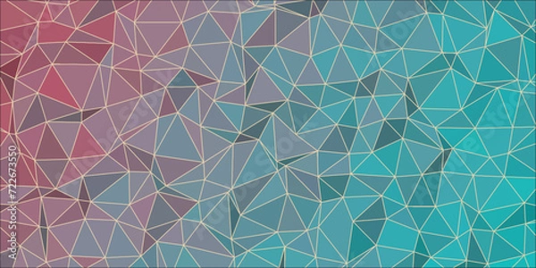 Fototapeta Abstract Low Poly with line. Neural network with triangle shapes Design. Modern triangular technology colorful gradient with Geometric pattern background. Creative modern infographics concept.