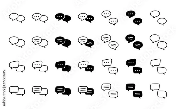 Obraz ゆるっとしたフキダシアイコンセット（ベクターデータは線の編集可能）