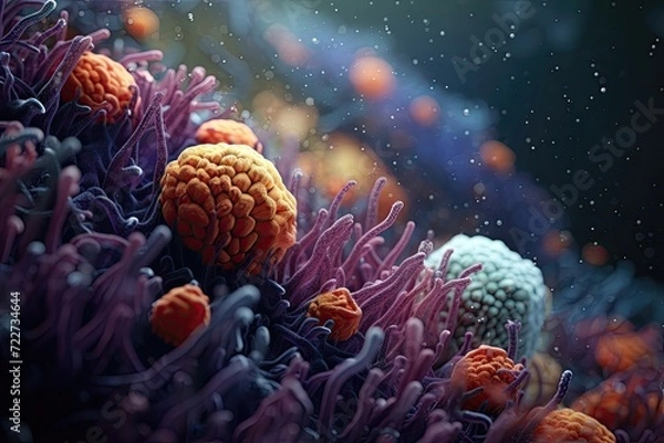 Fototapeta abstract microscopic organisms generative ai