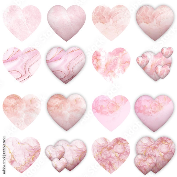 Obraz soft pink marble hearts background