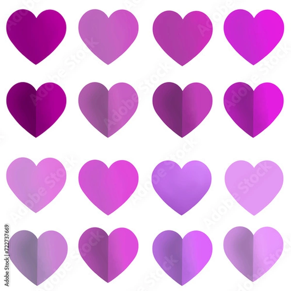 Obraz pink purle hearts 