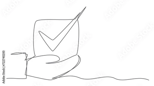 Obraz Evaluation One line drawing isolated on white background