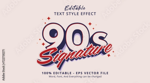 Obraz 90s Signature Editable Text Effect, 3d retro style