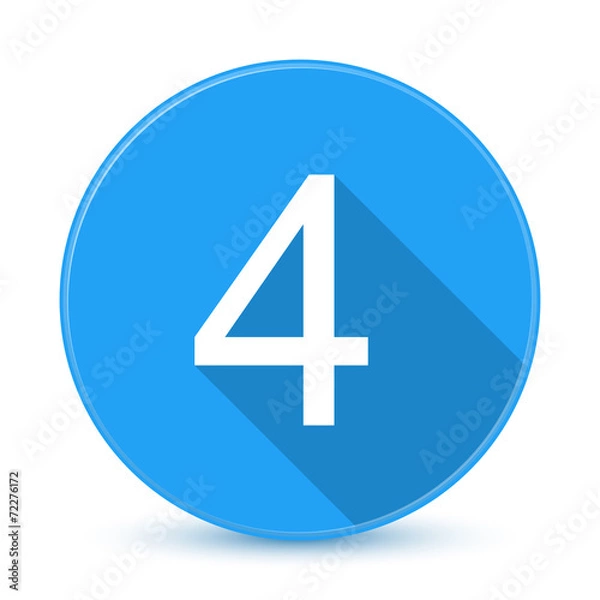 Fototapeta Blue 4 flat icon button with long shadow