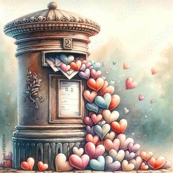 Obraz Mailbox, heart, vintage, retro, nostalgic, love letters