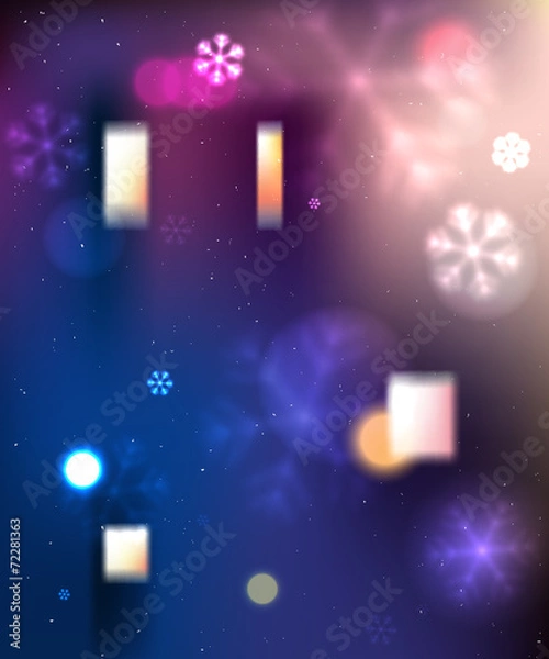 Obraz Blue wall with windows, winter illustration