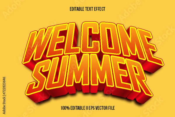 Obraz Welcome Summer Editable Text Effect 3d Emboss Gradient Style