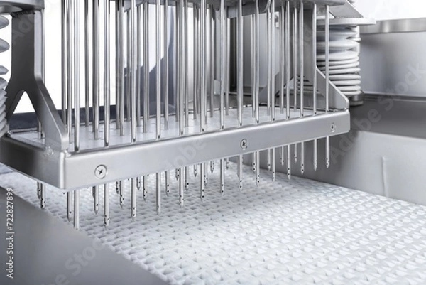 Obraz automatic meat injector, meat processing equipment, food production, isolated