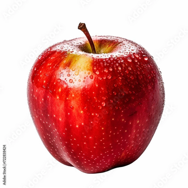 Fototapeta Red apple with water drops isolated on white background. Clipping path