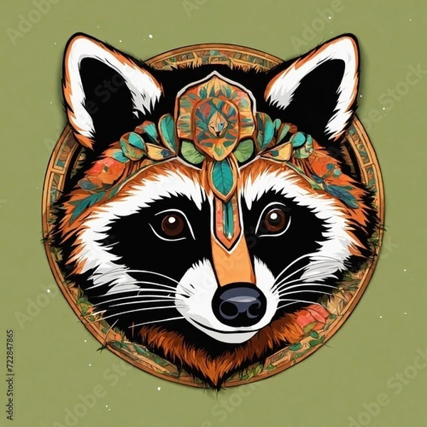 Fototapeta Cute Raccoon Cartoon Vector Icon Illustration. Animal Nature Icon Concept Isolated Premium Vector. Flat Cartoon Style