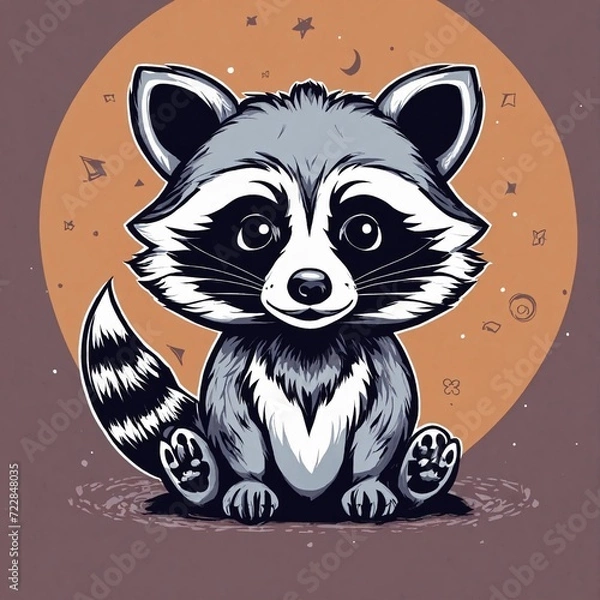 Fototapeta Cute Raccoon Cartoon Vector Icon Illustration. Animal Nature Icon Concept Isolated Premium Vector. Flat Cartoon Style