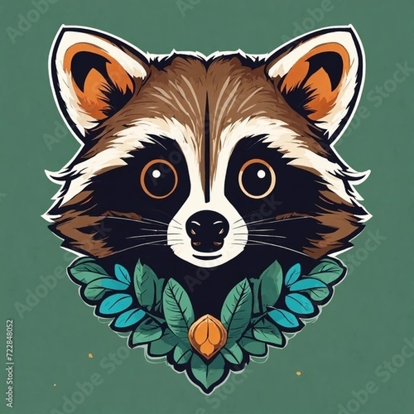Obraz Cute Raccoon Cartoon Vector Icon Illustration. Animal Nature Icon Concept Isolated Premium Vector. Flat Cartoon Style
