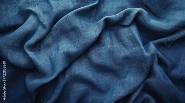 Fototapeta slate blue, jeans blue, denim blue abstract vintage background for design. Fabric cloth canvas texture. Color gradient, ombre. Rough, grain. Matte, shimmer	