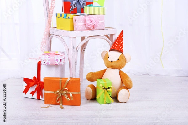 Obraz Many birthday gifts in room