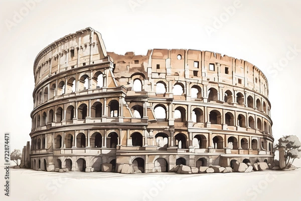 Obraz Close-up front view of aesthetic Colosseum illustration