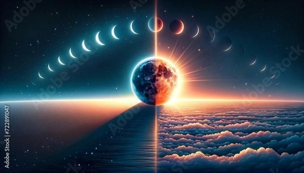 Obraz Lunar Eclipse to Sunrise Transition