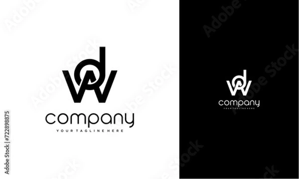 Fototapeta WD or DW initial logo concept monogram,logo template designed to make your logo process easy and approachable. All colors and text can be modified