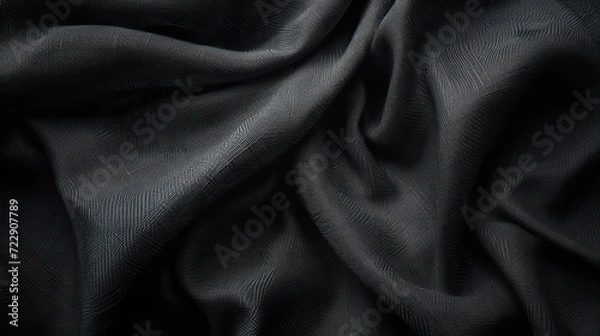 Fototapeta black fabric, matte black abstract vintage background for design. Fabric cloth canvas texture. Color gradient, ombre. Rough, grain. Matte, shimmer	
