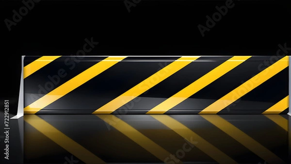 Fototapeta company industrial barrier tape. isolated on a black background. With black copy space. danger unsafety area caution do not enter yellow stripe tape 