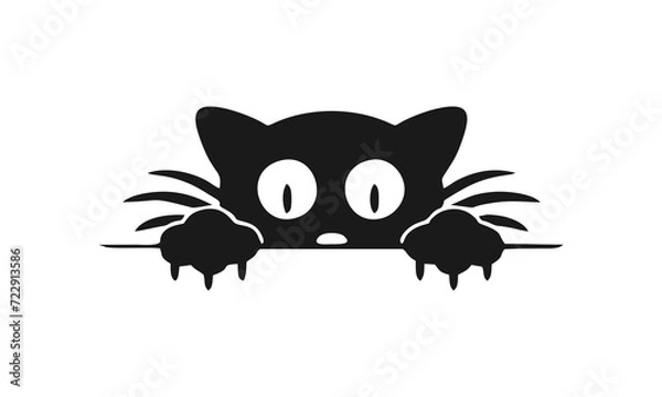 Obraz black cat logo icon vector 