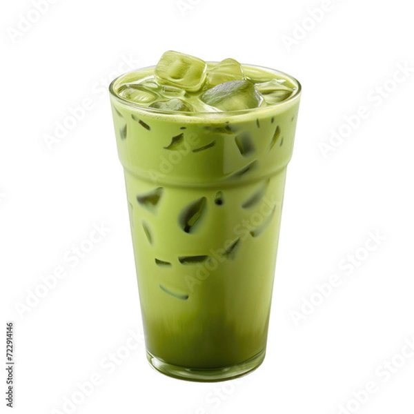 Obraz Iced matcha latte Isolated on white background