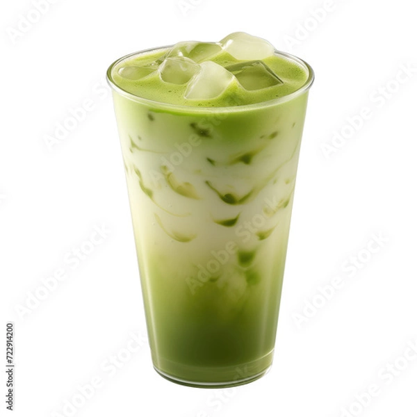 Obraz Iced matcha latte Isolated on white background