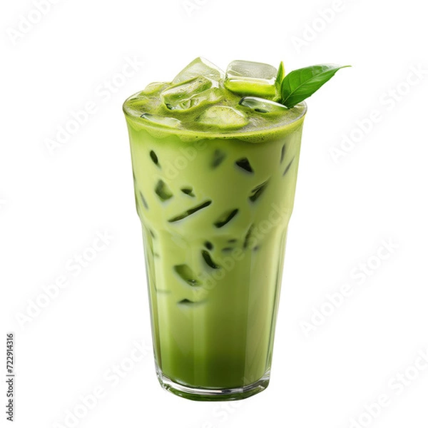 Obraz Iced matcha latte Isolated on white background