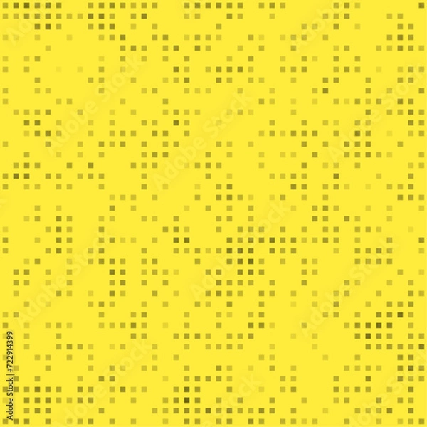 Fototapeta Abstract seamless geometric pattern. Mosaic background of black squares. Evenly spaced small shapes of different color. Vector illustration on yellow background