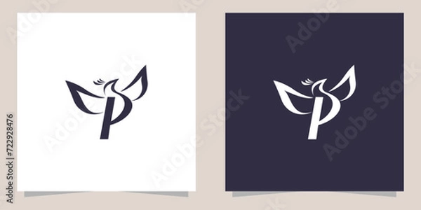 Obraz letter p with phoenix logo design