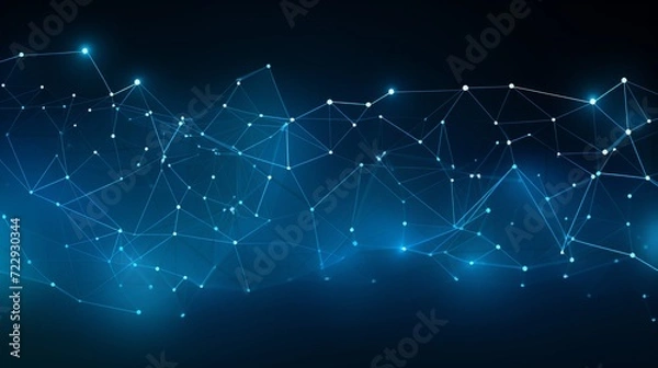 Fototapeta Futuristic blue wireframe background with plexus effect – dynamic web design concept