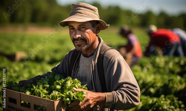 Fototapeta Professional Farmworker Utilizing Shovels, Trowels, and Hoes for Soil Tilling and Fertilizer Application.