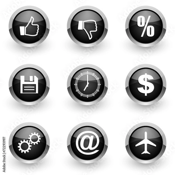 Fototapeta black vector icons set