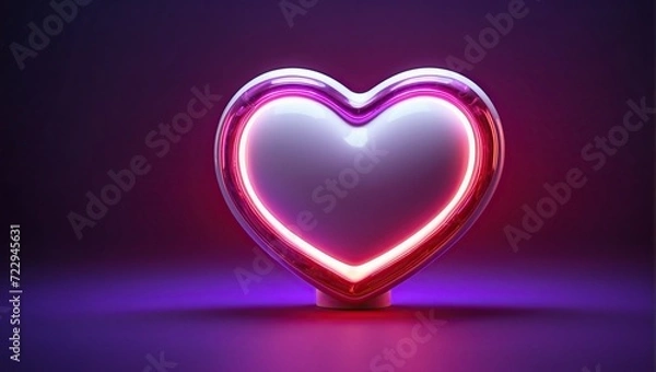 Fototapeta Abstract Glowing Love Heart in the Night, Romantic Gift, using Generative ai