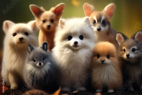 Fototapeta mini wildlife creation in forest generative ai