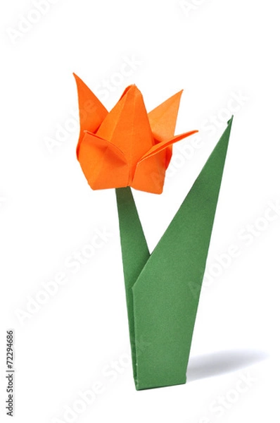 Obraz Origami tulip over white