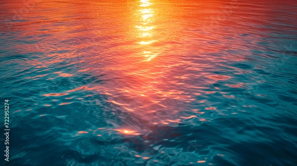 Obraz 夕日に照らされて輝く水面の波