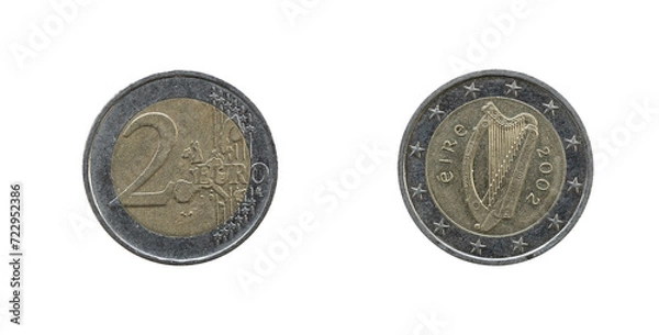 Fototapeta 2 Euro coin from Eire 2002 obverse and reverse.