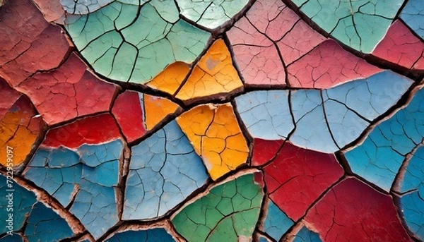 Fototapeta ひび割れたカラフルな壁のテクスチャ