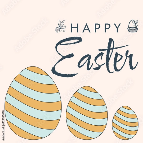 Obraz Happy Easter poster. Cute card for Easter. Vector illustration. Candy colors.
