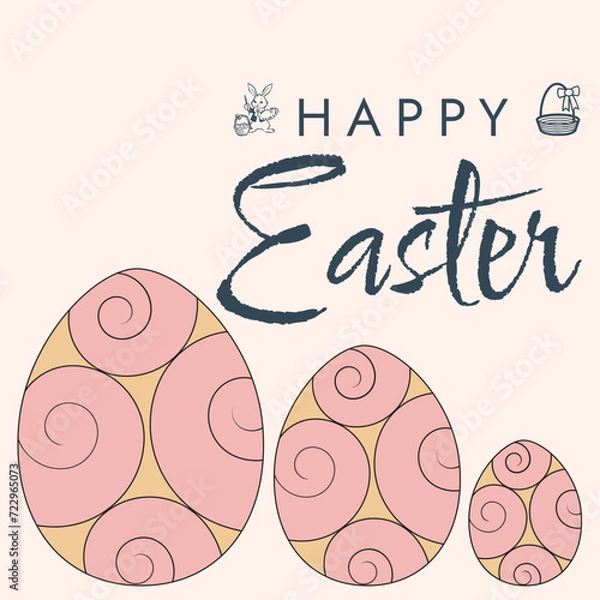 Obraz Happy Easter poster. Cute card for Easter. Vector illustration. Candy colors.
