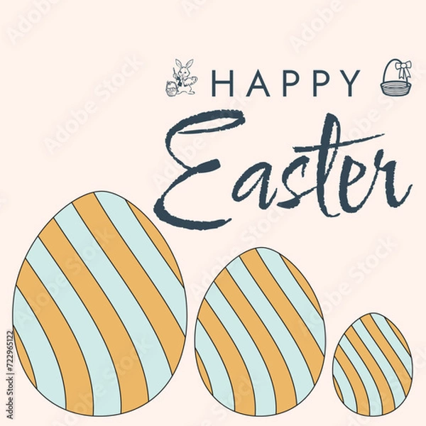 Obraz Happy Easter poster. Cute card for Easter. Vector illustration. Candy colors.