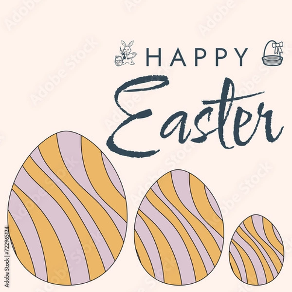 Obraz Happy Easter poster. Cute card for Easter. Vector illustration. Candy colors.